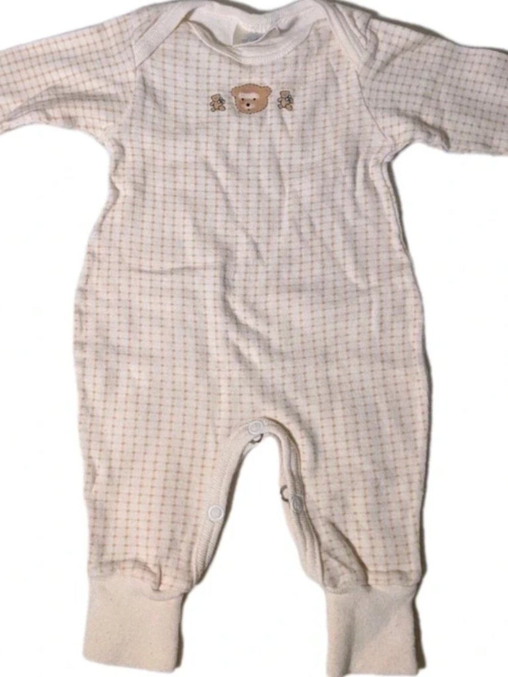 Vintage Dundee Natural Basics Newborn One Piece With Teddy Bears Neutral